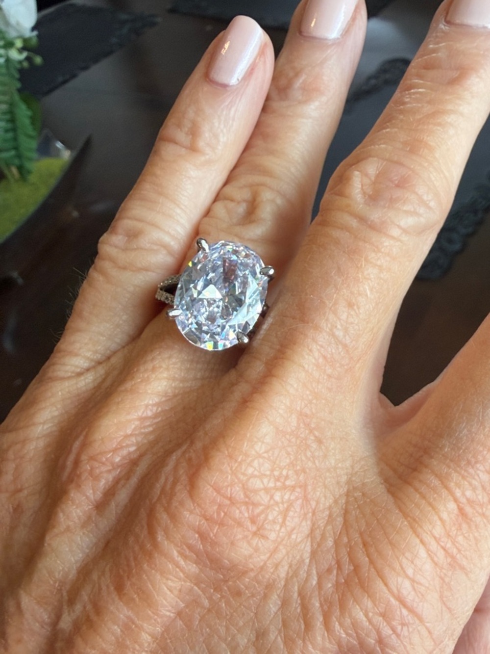Classic Oval Cut White CZ Solitaire Ring - size 6